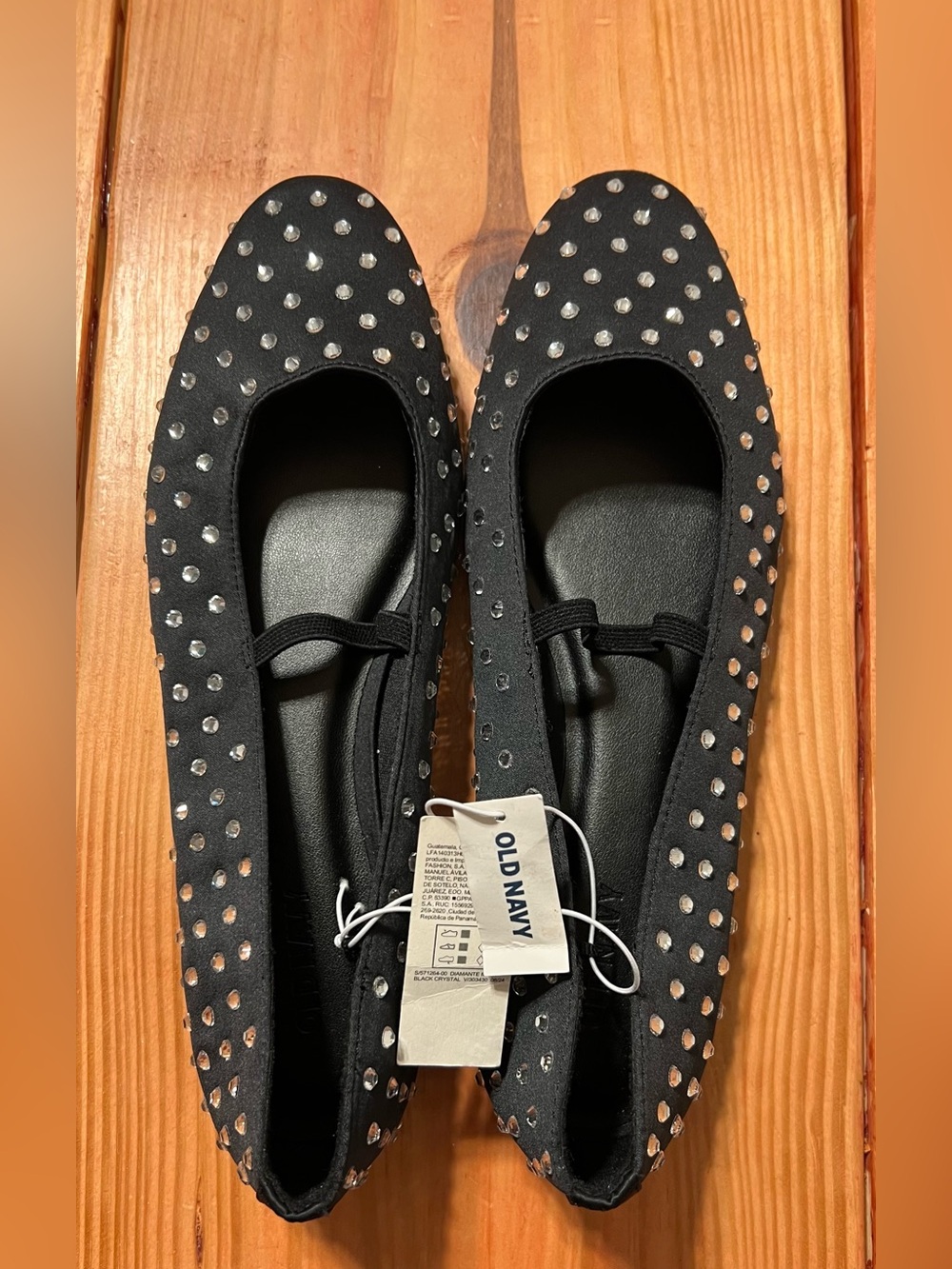 Old Navy Black Studded Ballet Flats with Elastic Strap size 9 new with tags